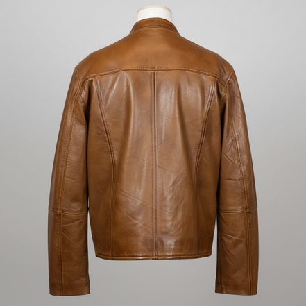 BOL Men's Snap Collar Lamb Leather Jacket