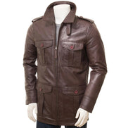 MEN BROWN LEATHER COAT CARROLL