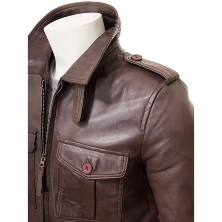 MEN BROWN LEATHER COAT CARROLL