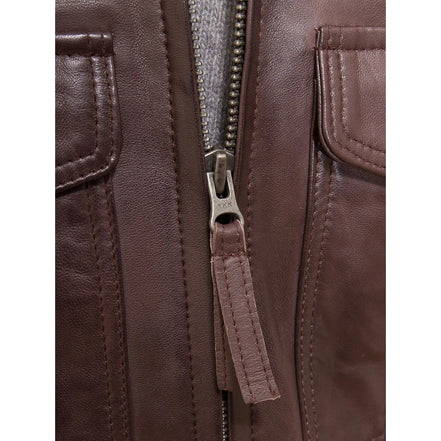 MEN BROWN LEATHER COAT CARROLL