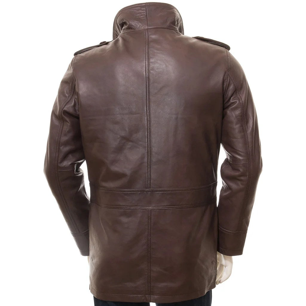 MEN BROWN LEATHER COAT CARROLL