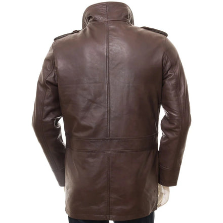 MEN BROWN LEATHER COAT CARROLL