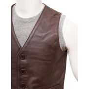 MEN BROWN LEATHER VEST DAYTON