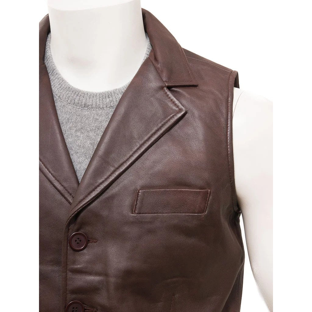MEN BROWN LEATHER VEST DANBY