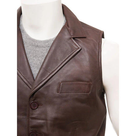 MEN BROWN LEATHER VEST DANBY