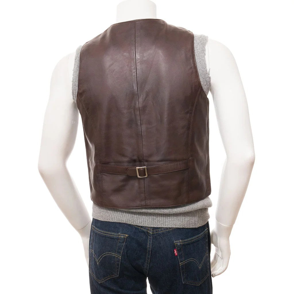 MEN BROWN LEATHER VEST DANBY