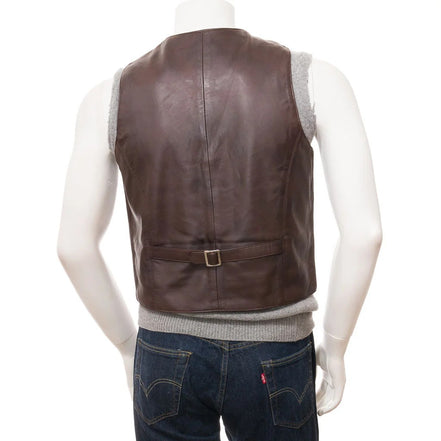 MEN BROWN LEATHER VEST DANBY