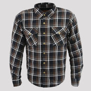 Milwaukee Leather Men's Brown Checkered Armored Flannel Biker Shirt with Reinforced Fibers