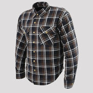 Milwaukee Leather Men's Brown Checkered Armored Flannel Biker Shirt with Reinforced Fibers