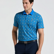 Cocktail Windowpane Print Golf Polo   Style #OGKSF026