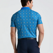 Cocktail Windowpane Print Golf Polo   Style #OGKSF026