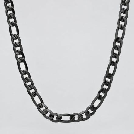 Steeltime Men's Figaro Chain Necklace | Black Ion Plated Stainless Steel