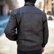 BOL Men's Double Pocket Leather Bomber Jacket