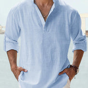 New Men's Casual Blouse Cotton Linen Shirt Loose Tops Long Sleeve Tee Shirt Spring Autumn Casual Handsome Men's Shirts