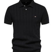 Ribbed Knit Polo Shirt for Men