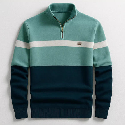 Men's Striped Half-Zip Pullover Sweater