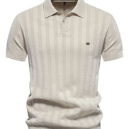 Ribbed Knit Polo Shirt for Men