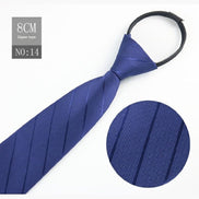 Mens Business Formal Zipper Tie With Blue Stripes