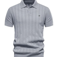 Ribbed Knit Polo Shirt for Men