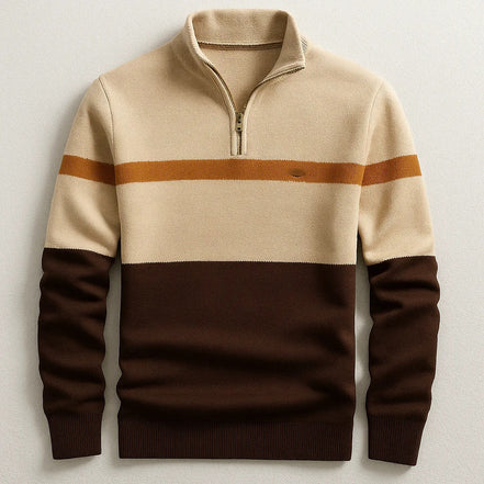 Men's Striped Half-Zip Pullover Sweater
