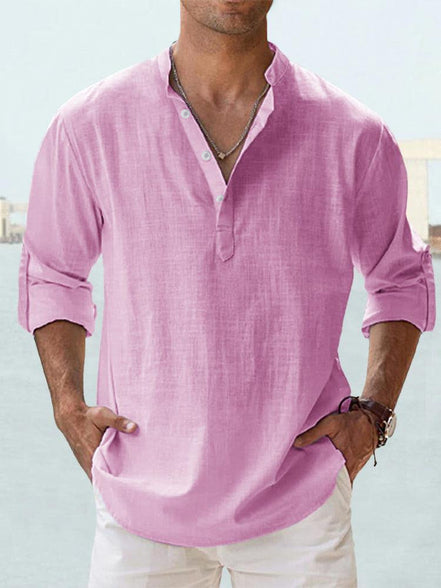 New Men's Casual Blouse Cotton Linen Shirt Loose Tops Long Sleeve Tee Shirt Spring Autumn Casual Handsome Men's Shirts