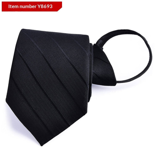 Mens Business Formal Zipper Tie With Blue Stripes