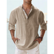 New Men's Casual Blouse Cotton Linen Shirt Loose Tops Long Sleeve Tee Shirt Spring Autumn Casual Handsome Men's Shirts