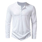 Men's Long-sleeved T-shirt Fashion Casual Solid Color Pullover Button Top Autumn And Spring Clothing