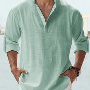 New Men's Casual Blouse Cotton Linen Shirt Loose Tops Long Sleeve Tee Shirt Spring Autumn Casual Handsome Men's Shirts
