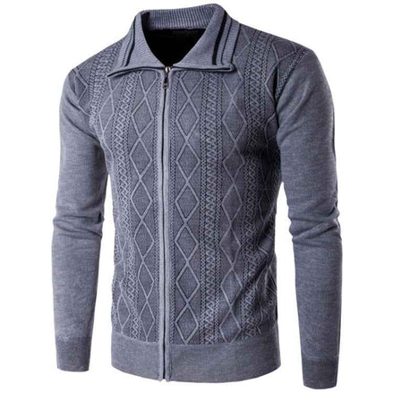 Men's Thickened Cotton Cardigan Zipper Lapel Sweater