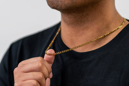 18K Men's Figaro Chain Necklace 3MM | Waterproof Jewelry