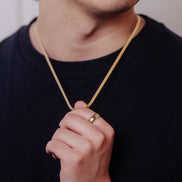 18K Men's Herringbone Chain Necklace 4MM | Waterproof Jewelry