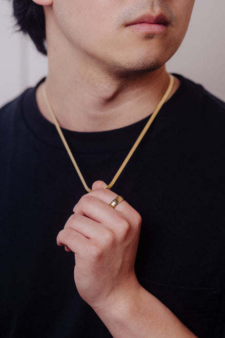 18K Men's Herringbone Chain Necklace 4MM | Waterproof Jewelry